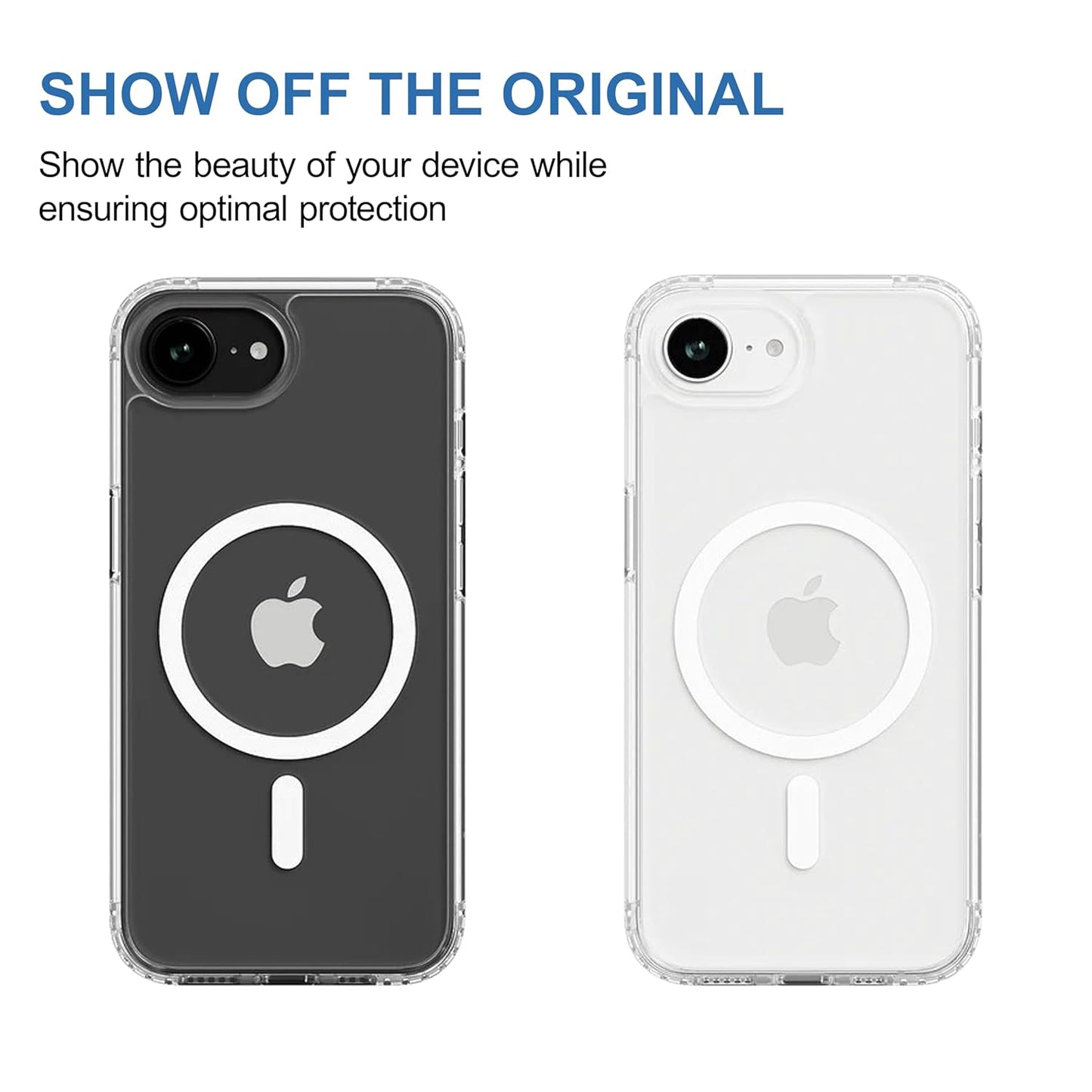 VAKIBO Megnatic Magsafe White Coloured Soft with Hard back Back Cover Case With Camera Protection Ring Suitable for iPhone 16E