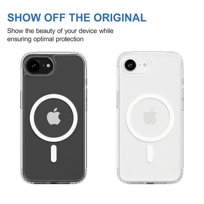 VAKIBO Megnatic Magsafe White Coloured Soft with Hard back Back Cover Case With Camera Protection Ring Suitable for iPhone 16E