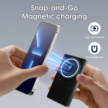 Treams PB 021 Wireless Mini Power bank 5000mah 18W Fast Charger | Magnetic Power Bank for Magsafe, Slim 5000mAh PD 18W Fast Charging Power bank | Wireless Magnetic Portable Charger, USB C Phone Battery