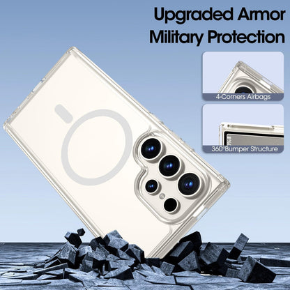 VAKIBO Megnatic Magsafe White Coloured Soft with Hard back Back Cover Case With Camera Protection Ring Suitable for Samsung S24 Ultra