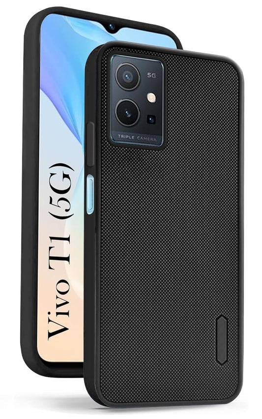 VAKIBO Niukin Dotted Design Black Coloured Soft TPU Rubber Back Cover Case With Camera Protection Ring Suitable for Vivo Y55