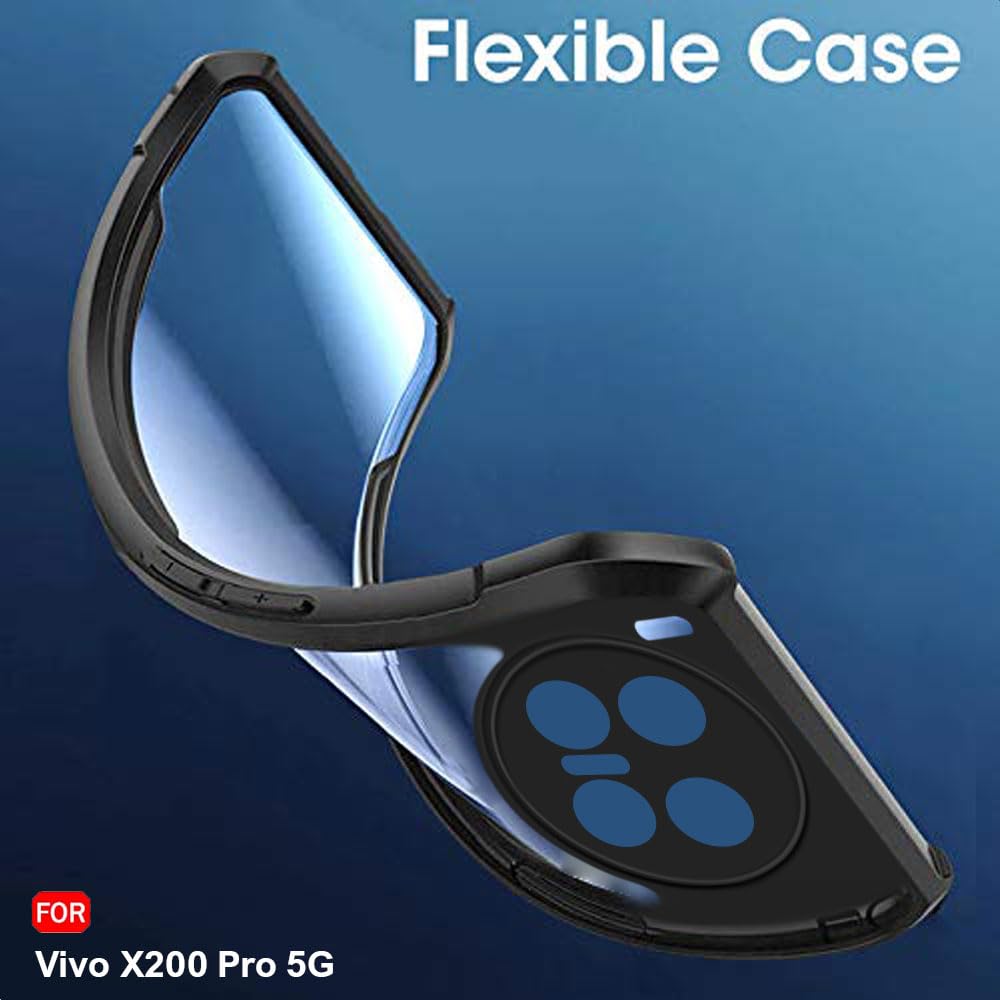 VAKIBO Best Selling Black and Transparent Coloured Made With Soft TPU and Acrylic Back Cover Case With 4 Corner and Camera Protection Suitable for Vivo X200 Pro