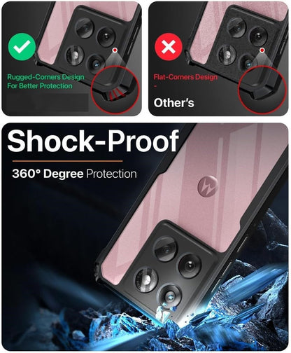 VAKIBO Best Selling Black and Transparent Coloured Made With Soft TPU and Acrylic Back Cover Case With 4 Corner and Camera Protection Suitable for Moto Edge 60 Fusion