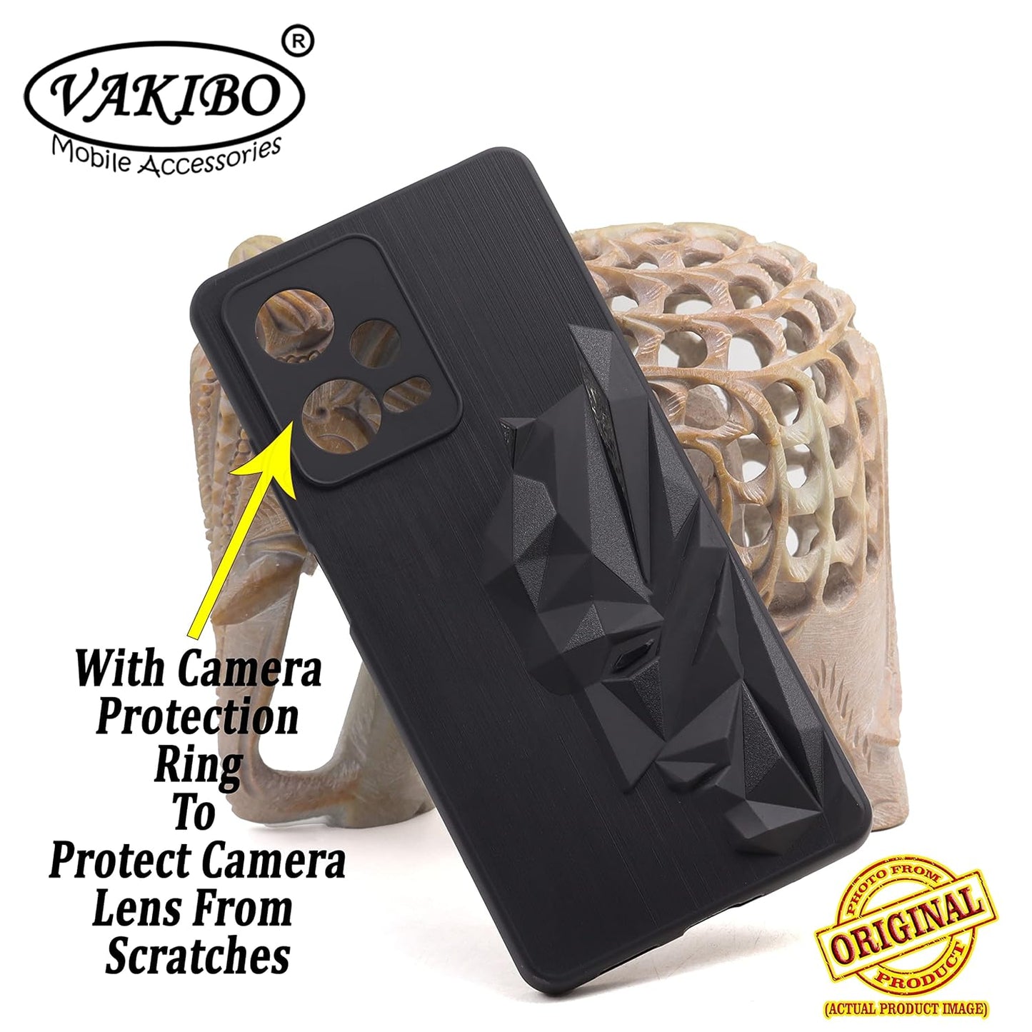 VAKIBO Bat Man 3D Mask Design Black Coloured Soft TPU Back Cover Case With Camera Protection Ring Suitable for Mi Redmi Note 12