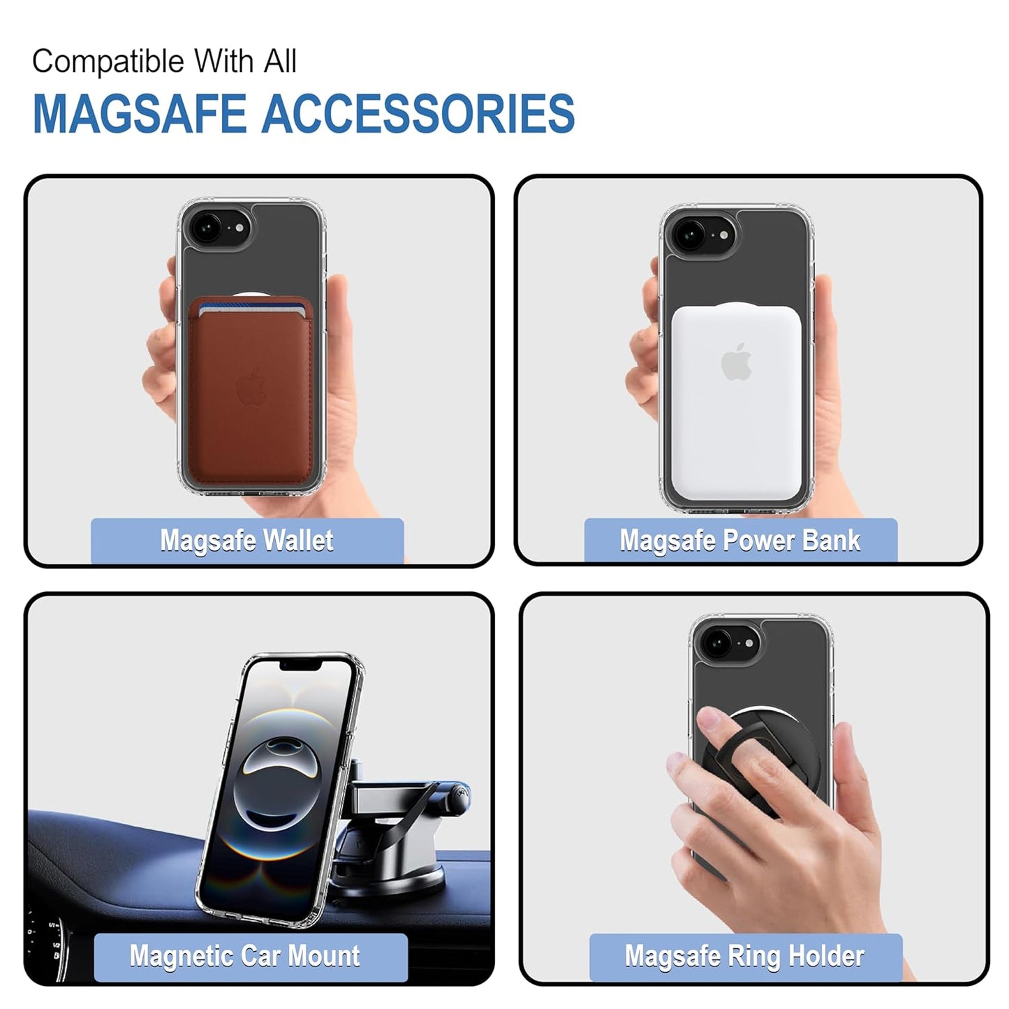 VAKIBO Megnatic Magsafe White Coloured Soft with Hard back Back Cover Case With Camera Protection Ring Suitable for iPhone 16E