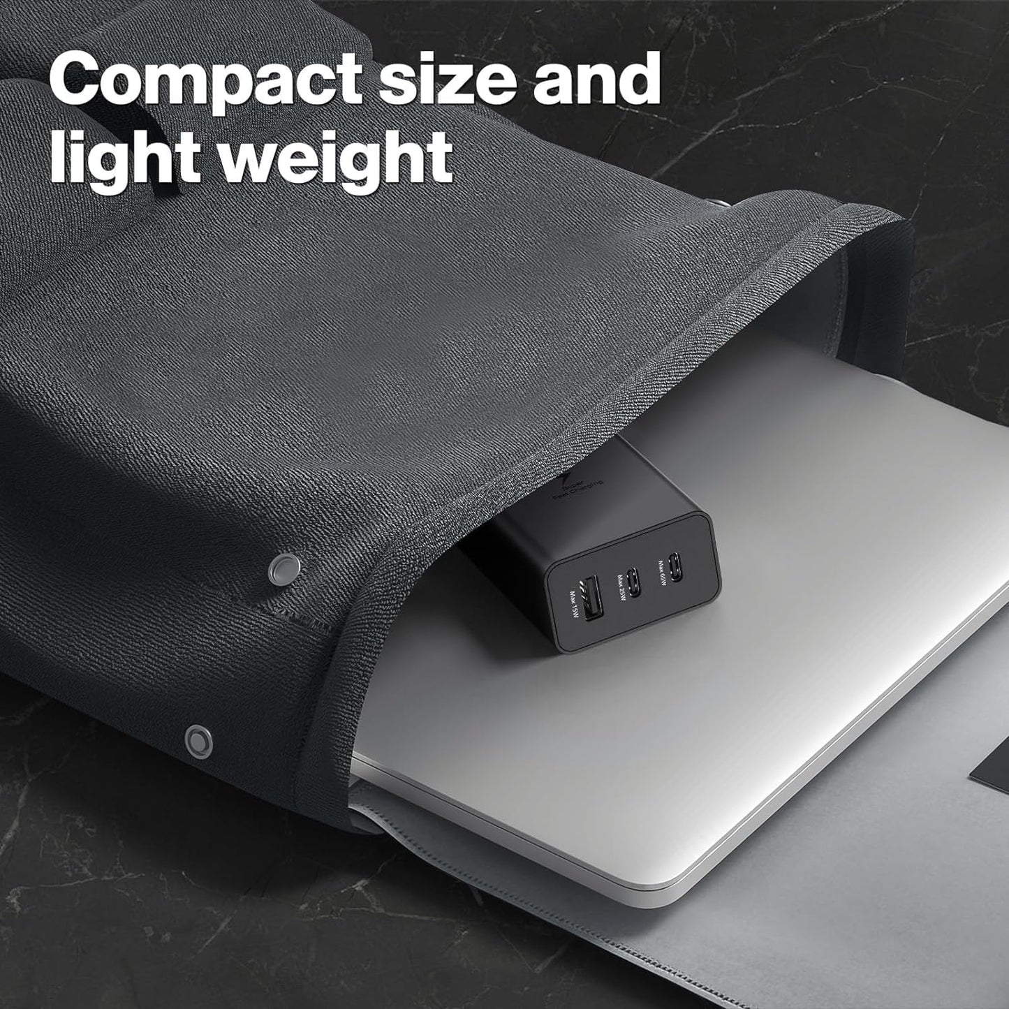 65W PD Power Adapter Trio USB-C 3 Port, USB-A Port Super Fast Charger Advanced Charging Technology Compatible with All Samsung Galaxy Devices