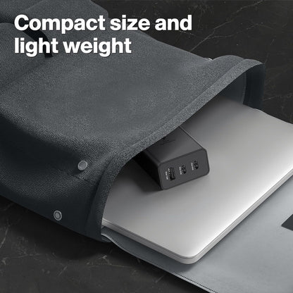 65W PD Power Adapter Trio USB-C 3 Port, USB-A Port Super Fast Charger Advanced Charging Technology Compatible with All Samsung Galaxy Devices