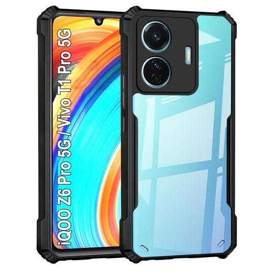 VAKIBO Super Premium Black Border Transparent Case With Corner Protection & Camera Protection Suitable for Vivo T1 Pro 5G