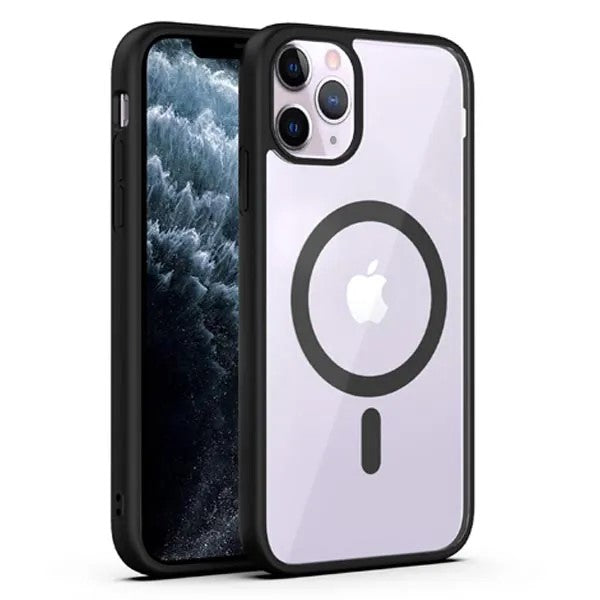 VAKIBO Megnatic Magsafe Black Soft with Hard back Back Cover Case With Camera Protection Ring Suitable for Apple iPhone 11 Pro Max