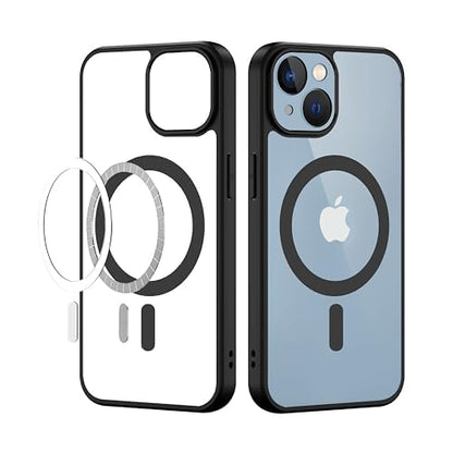 VAKIBO Megnatic Magsafe Black Soft with Hard back Back Cover Case With Camera Protection Ring Suitable for Apple iPhone 14