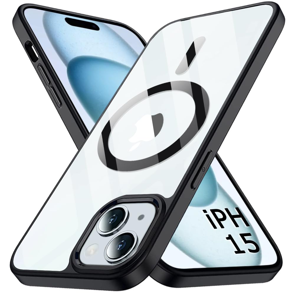 VAKIBO Megnatic Magsafe Transparent Soft with Hard back Back Cover Case With Camera Protection Ring Suitable for Apple iPhone 15