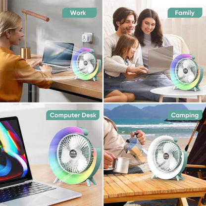 G Fan Small, Portable, Adjustable Speed Settings, LED 7 Colour Light Mode G Fan