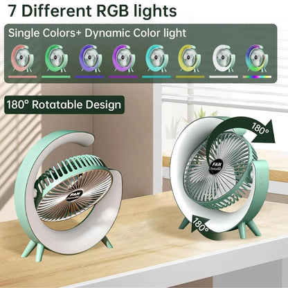 G Fan Small, Portable, Adjustable Speed Settings, LED 7 Colour Light Mode G Fan