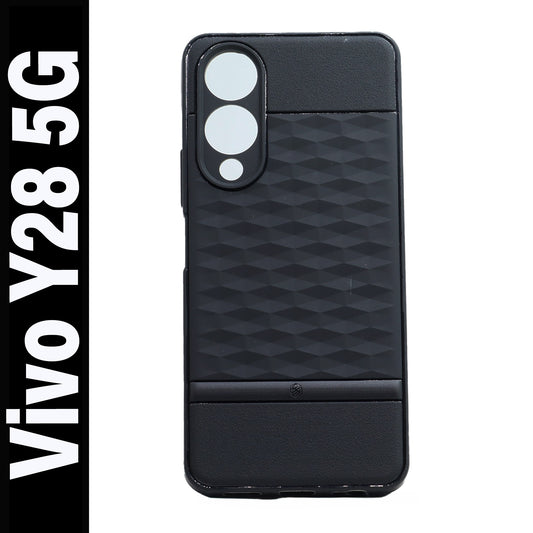 VAKIBO Parallax Design Black Coloured Soft TPU Rubber Back Cover Case With Camera Protection Ring Suitable for Vivo Y28