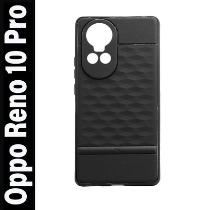 VAKIBO Parallax Design Black Coloured Made with Soft Rubber TPU Back Cover Case Camera Protection Ring Suitable for Oppo Reno 10 Pro