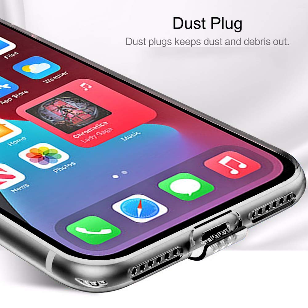 VAKIBO Super Premium Soft TPU Transparent Case With Dustplug,Side Grip,Corner Protection,lanyard Cuts,Camera Protection Suitable for iPhone 12 Mini