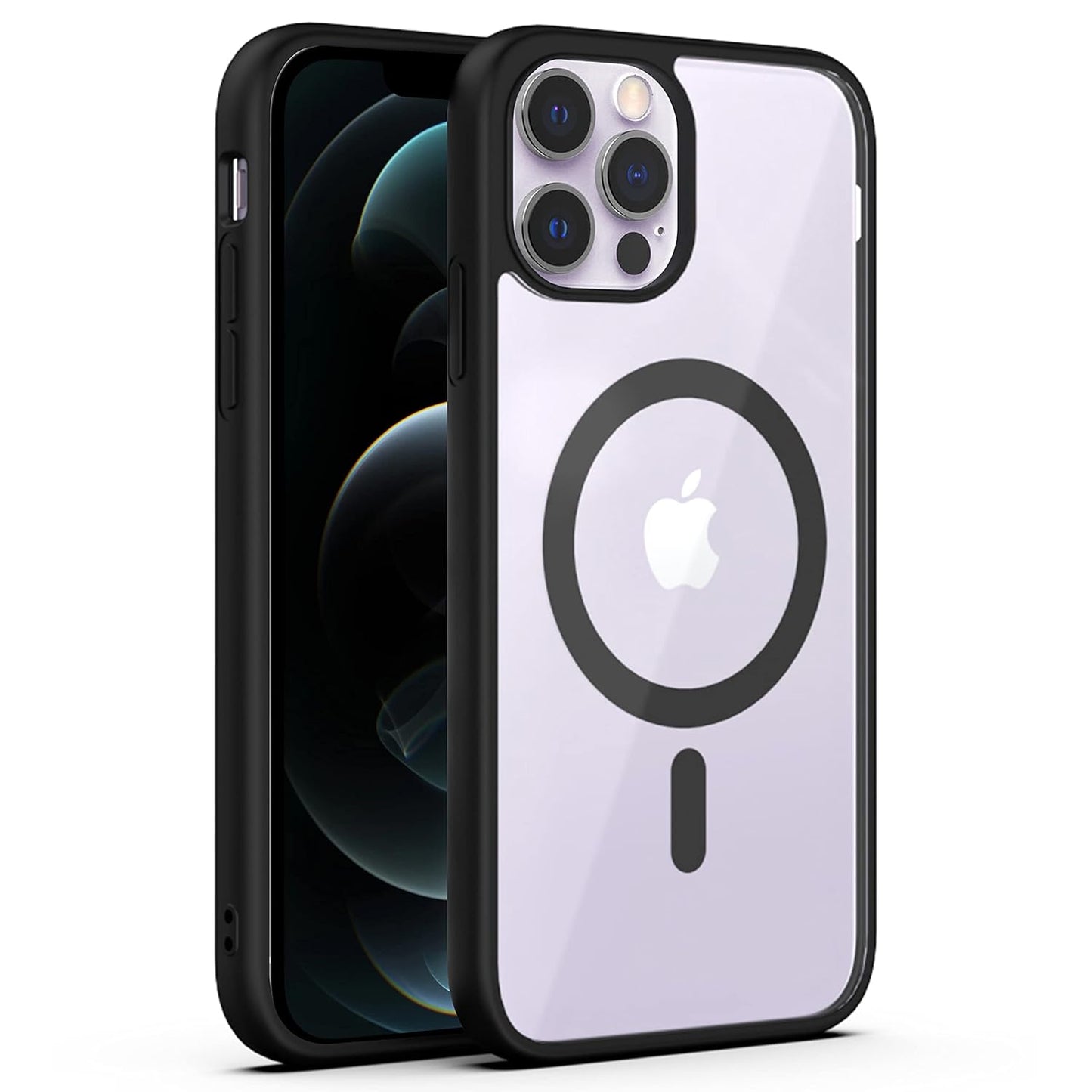 VAKIBO Megnatic Magsafe Black Soft with Hard back Back Cover Case With Camera Protection Ring Suitable for Apple iPhone 12 Pro Max