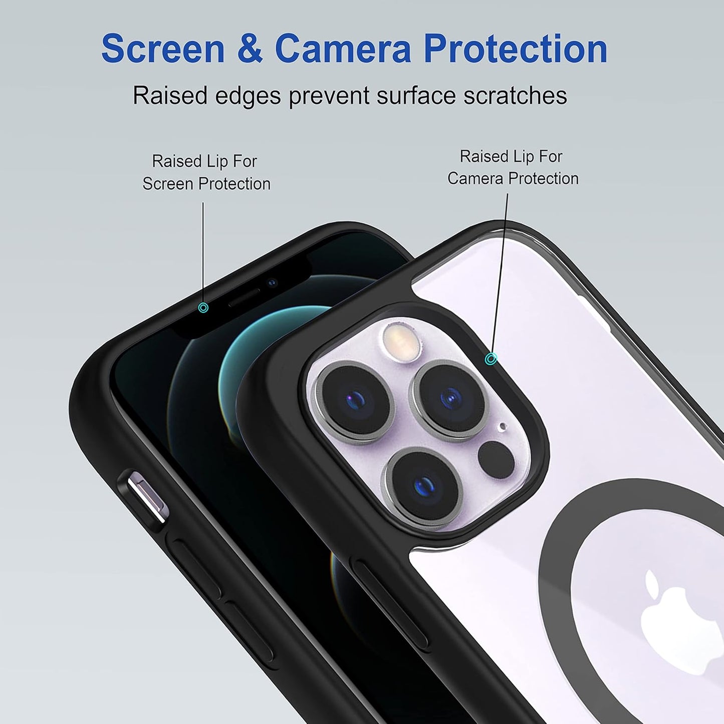 VAKIBO Megnatic Magsafe Black Soft with Hard back Back Cover Case With Camera Protection Ring Suitable for Apple iPhone 12 Pro Max