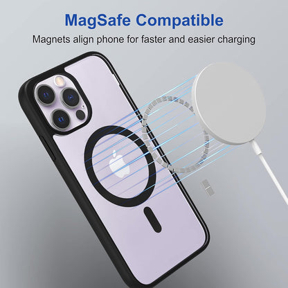 VAKIBO Megnatic Magsafe Black Soft with Hard back Back Cover Case With Camera Protection Ring Suitable for Apple iPhone 12 Pro Max