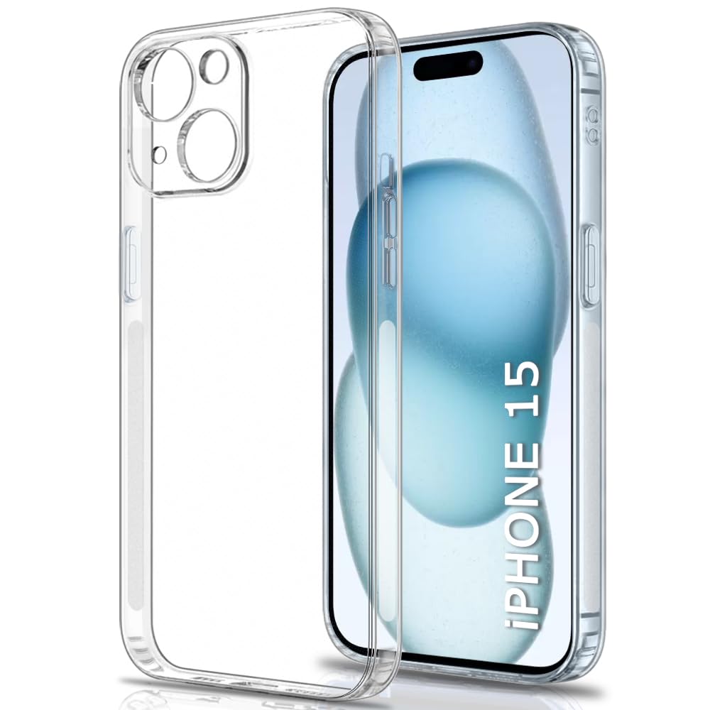 VAKIBO Premium Clear 1.5MM Thick Transparent Soft TPU Rubber Back Cover Case With Camera Protection Suitable for Apple iPhone 15 Plus