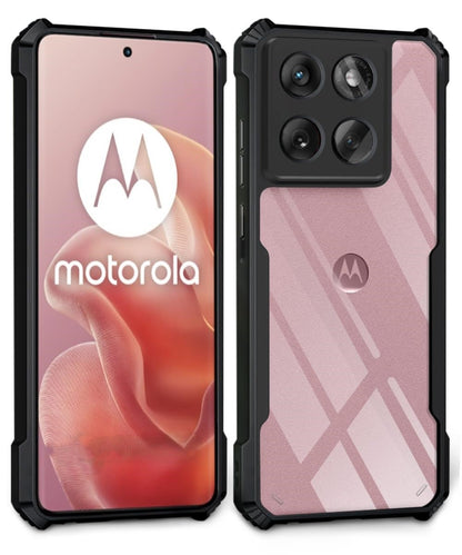 VAKIBO Best Selling Black and Transparent Coloured Made With Soft TPU and Acrylic Back Cover Case With 4 Corner and Camera Protection Suitable for Moto Edge 60 5G