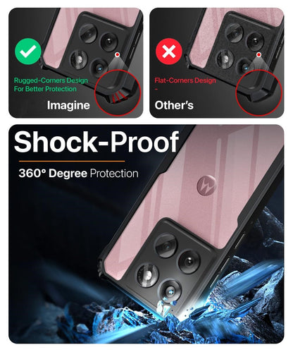 VAKIBO Best Selling Black and Transparent Coloured Made With Soft TPU and Acrylic Back Cover Case With 4 Corner and Camera Protection Suitable for Moto Edge 60 5G