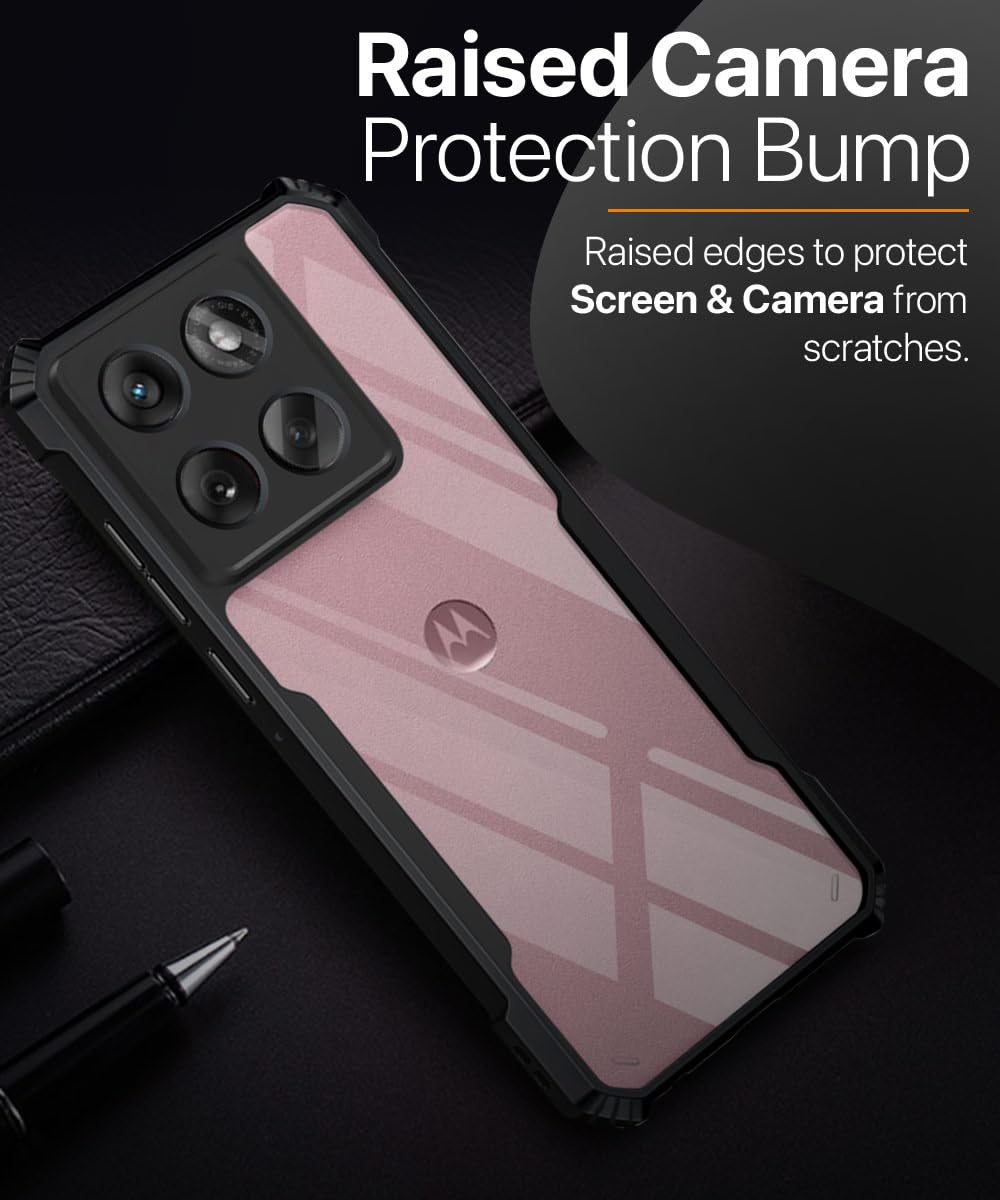 VAKIBO Best Selling Black and Transparent Coloured Made With Soft TPU and Acrylic Back Cover Case With 4 Corner and Camera Protection Suitable for Moto Edge 60 5G
