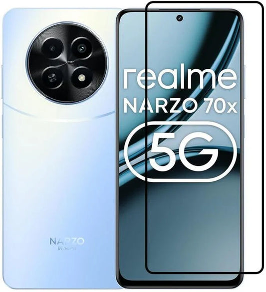 Super Premium Quality Tempered Glass Screen Guard Protector With Black Border Suitable For Realme 12x