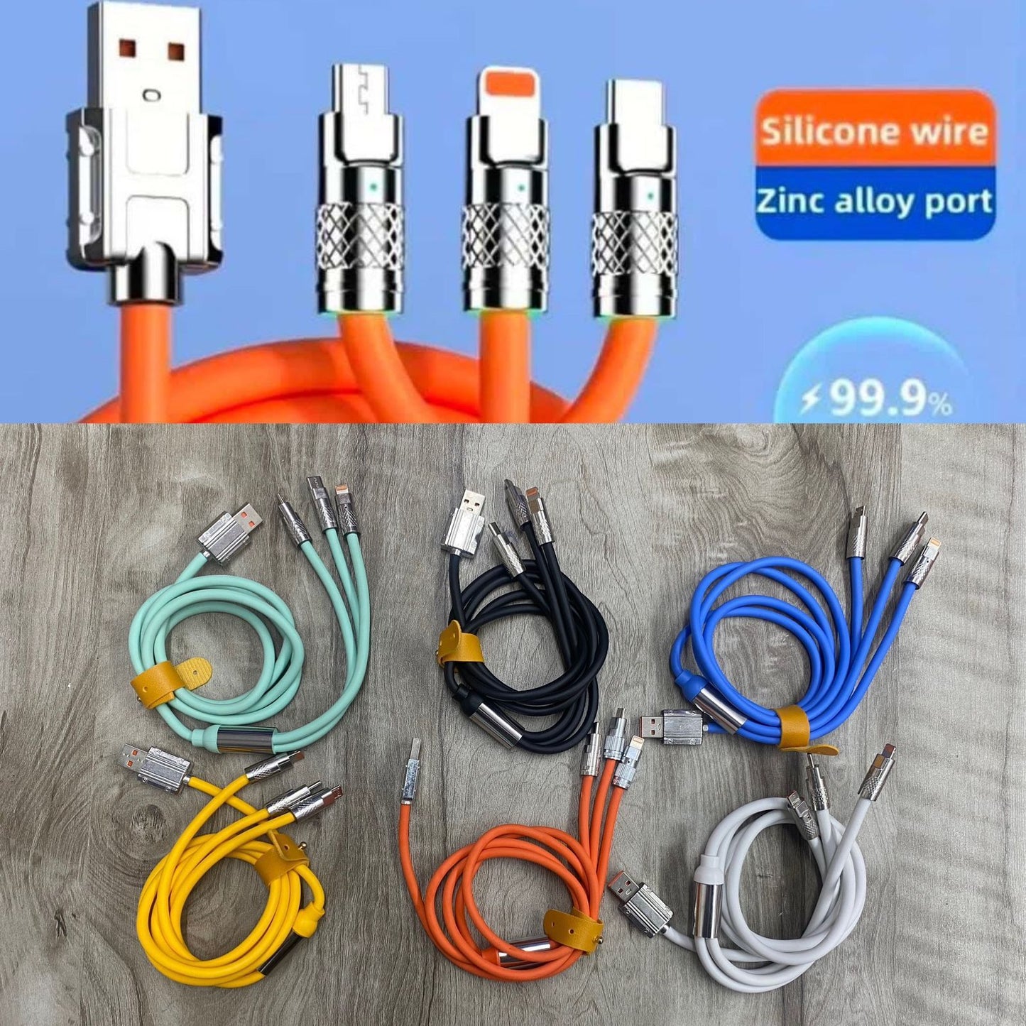 3IN1 Cable for Fast Charging With LED Light