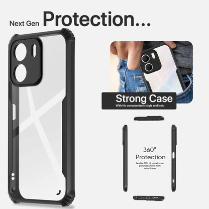 VAKIBO Best Selling Black and Transparent Coloured Made With Soft TPU and Acrylic Back Cover Case With 4 Corner and Camera Protection Suitable for Oppo A5x 4G/5G