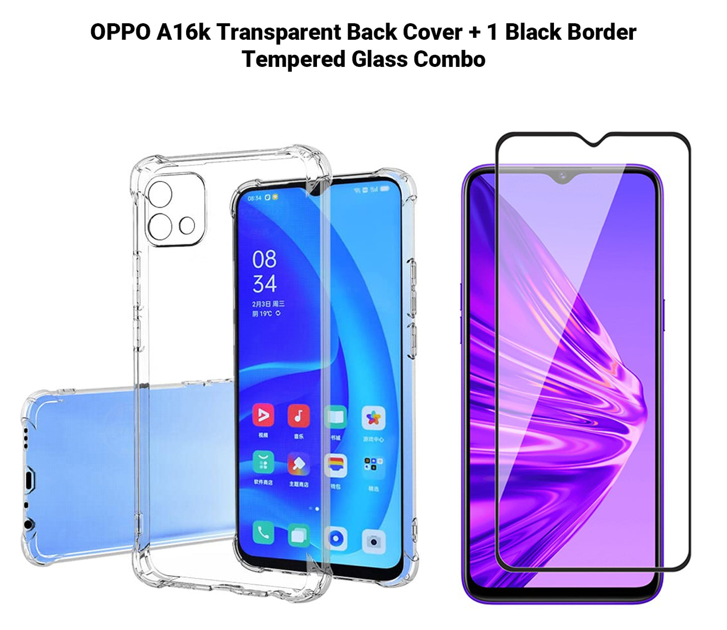 VAKIBO Super Premium Soft TPU Transparent Case With Dustplug,Side Grip,Corner Protection,lanyard Cuts,Camera Protection Suitable for Oppo A16k