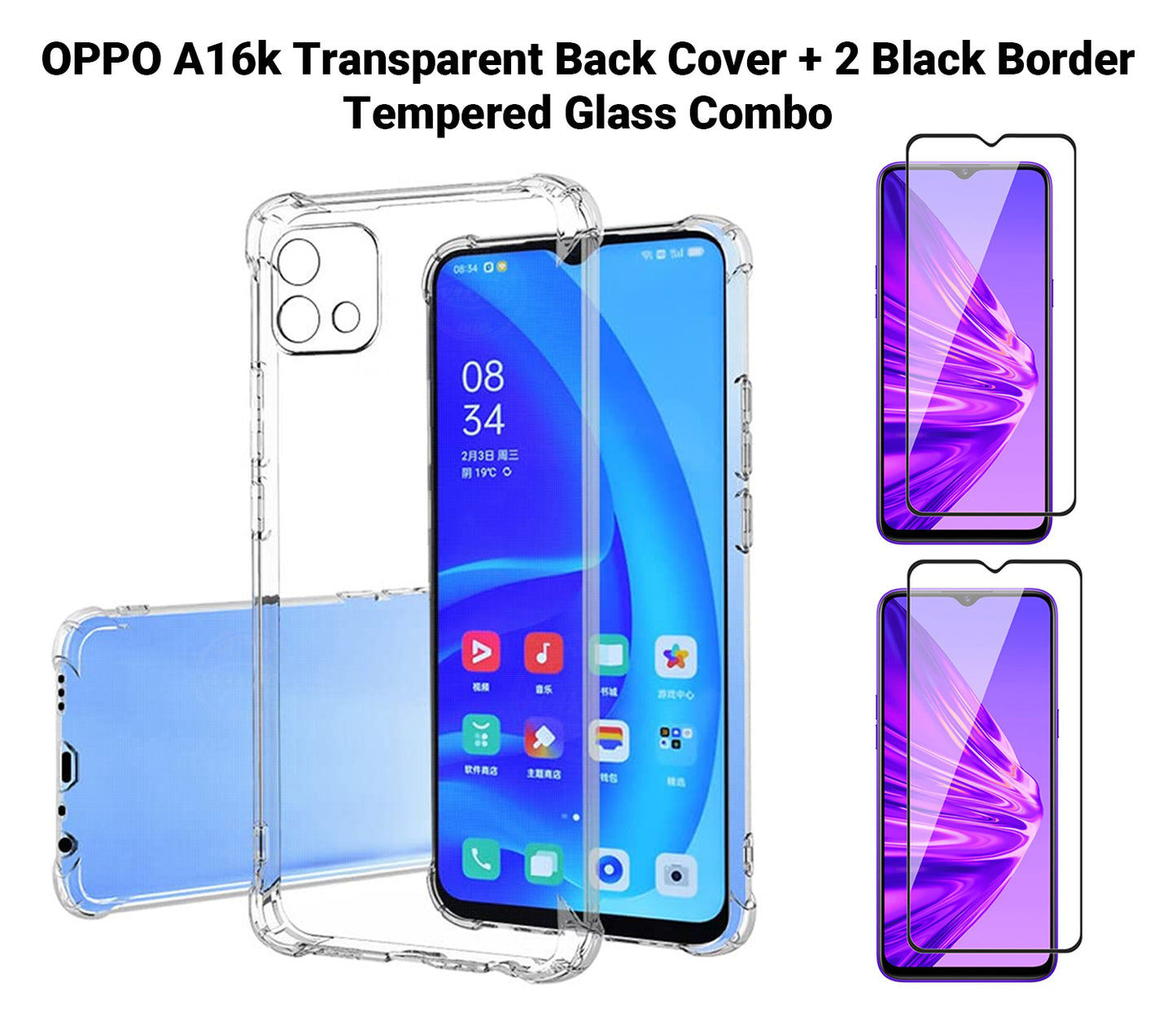 VAKIBO Super Premium Soft TPU Transparent Case With Dustplug,Side Grip,Corner Protection,lanyard Cuts,Camera Protection Suitable for Oppo A16k
