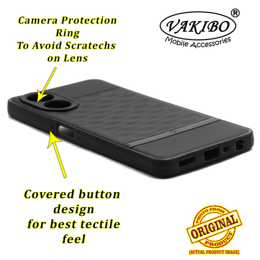 VAKIBO Parallax Design Black Coloured Soft TPU Rubber Back Cover Case With Camera Protection Ring Suitable for Oppo A18