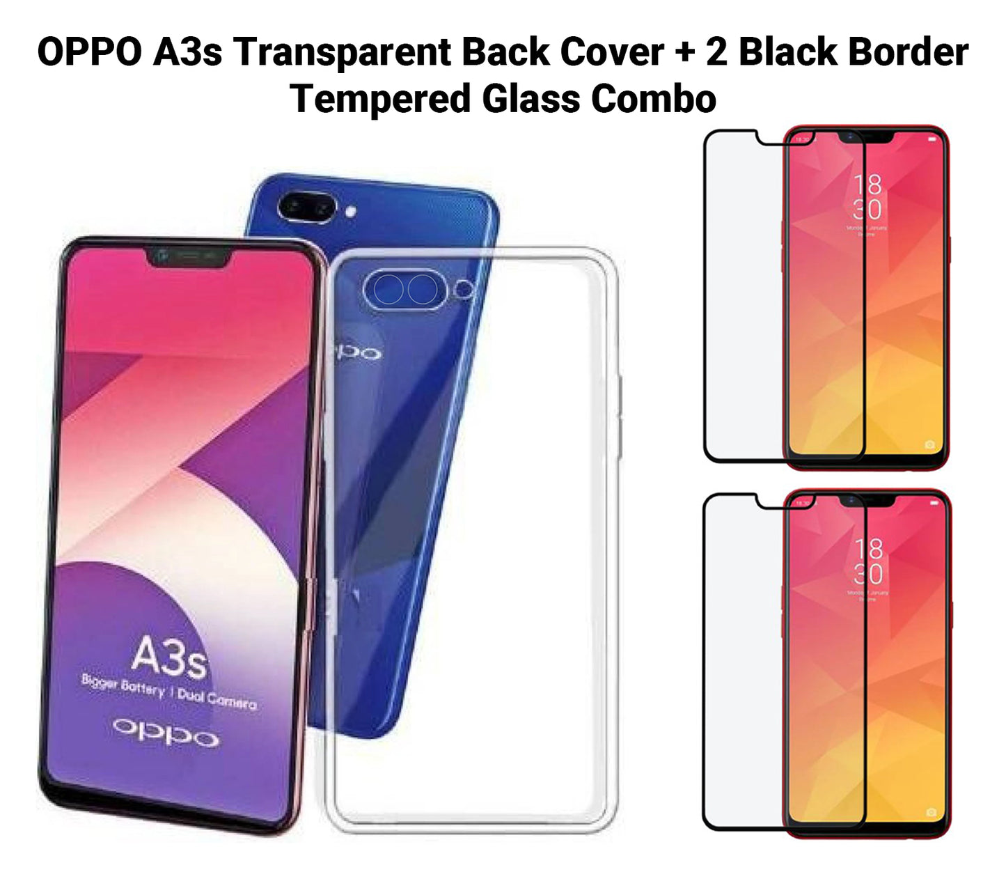 VAKIBO Super Premium Soft TPU Transparent Case With Dustplug,Side Grip,Corner Protection,lanyard Cuts,Camera Protection Suitable for Oppo A3s