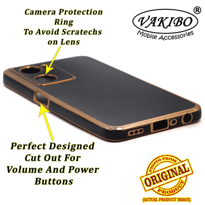 VAKIBO Golden Chrome Border Black Coloured Soft TPU Back Cover Case With Camera Protection Suitable for Oppo A57e