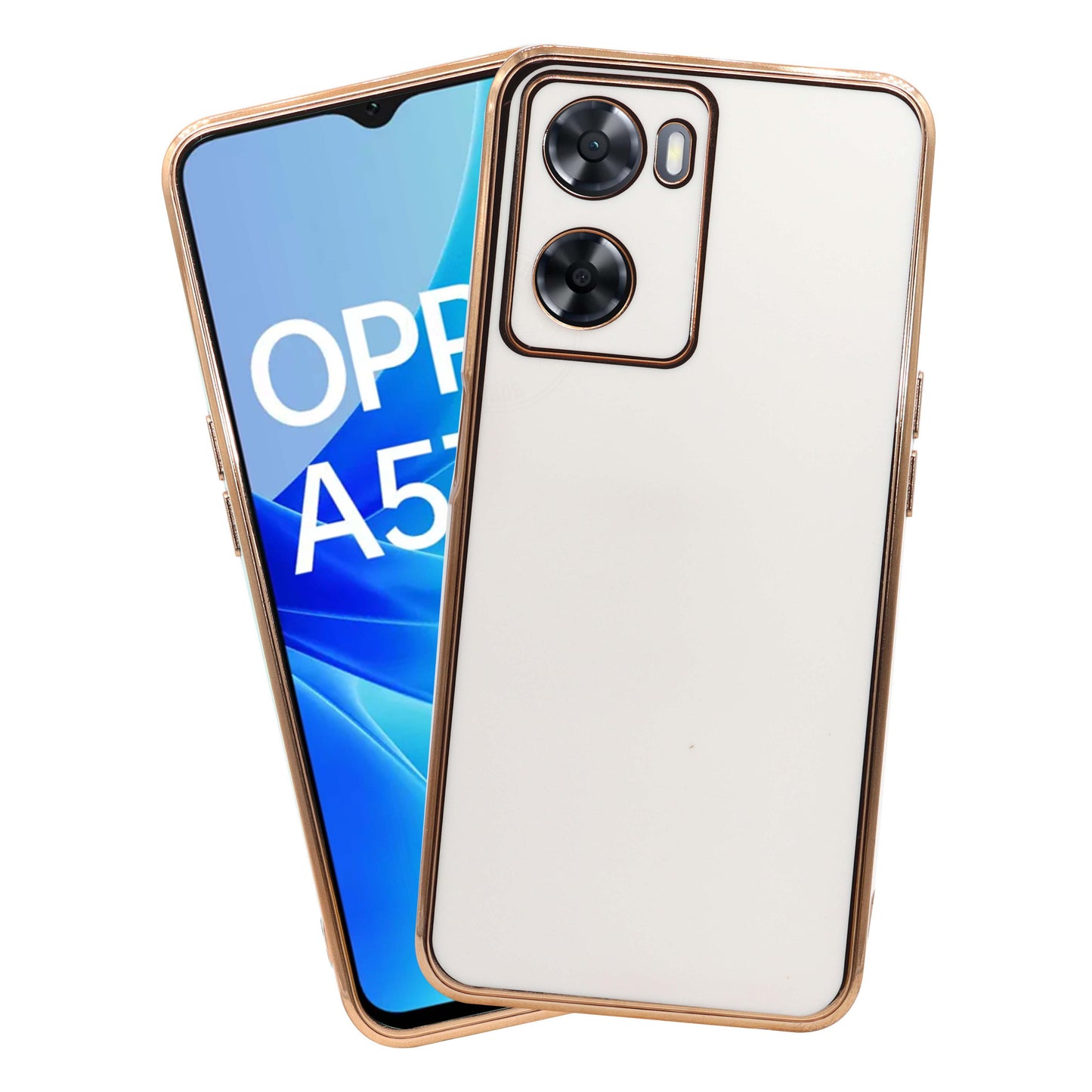VAKIBO Golden Chrome Border White Coloured Soft TPU Back Cover Case With Camera Protection Suitable for Oppo A57e