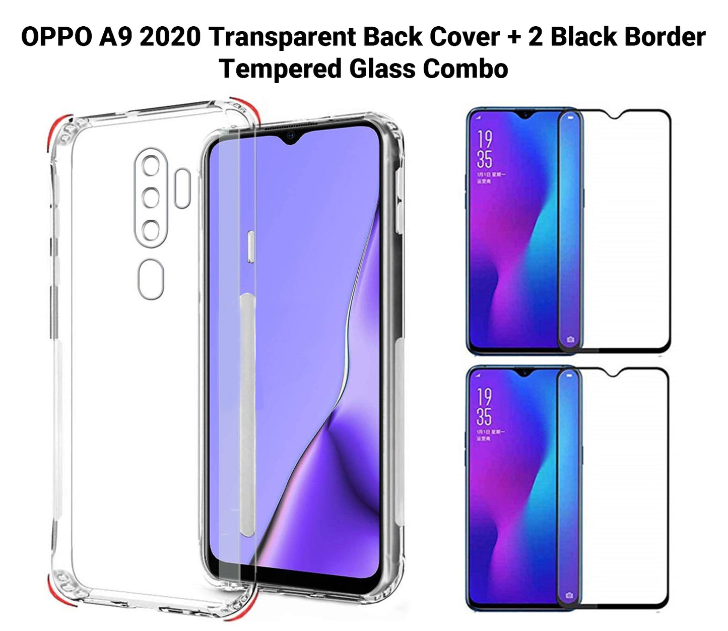 VAKIBO Super Premium Soft TPU Transparent Case With Dustplug,Side Grip,Corner Protection,lanyard Cuts,Camera Protection Suitable for Oppo A9 2020