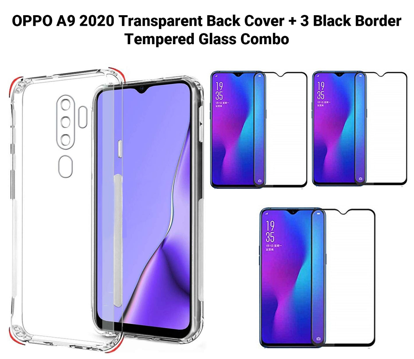 VAKIBO Super Premium Soft TPU Transparent Case With Dustplug,Side Grip,Corner Protection,lanyard Cuts,Camera Protection Suitable for Oppo A9 2020