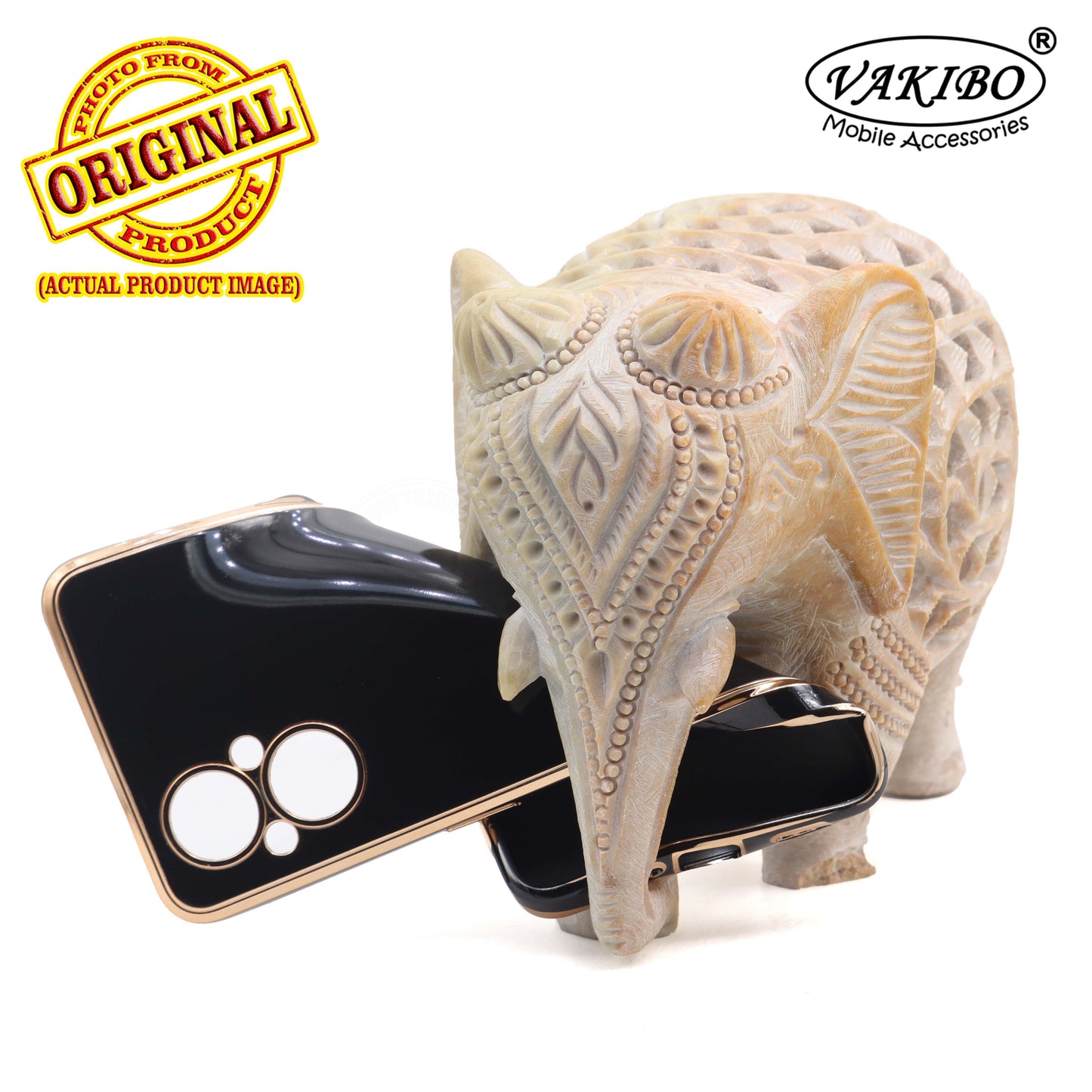VAKIBO Golden Chrome Border Black Coloured Soft TPU Back Cover Case With Camera Protection Suitable for Oppo Reno 7Z