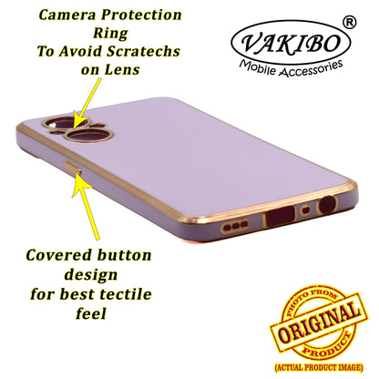 VAKIBO Golden Chrome Border Purple Coloured Soft TPU Back Cover Case With Camera Protection Suitable for Oppo F21s Pro