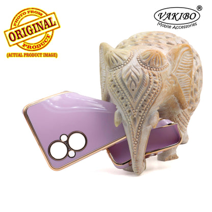 VAKIBO Golden Chrome Border Purple Coloured Soft TPU Back Cover Case With Camera Protection Suitable for Oppo F21s Pro