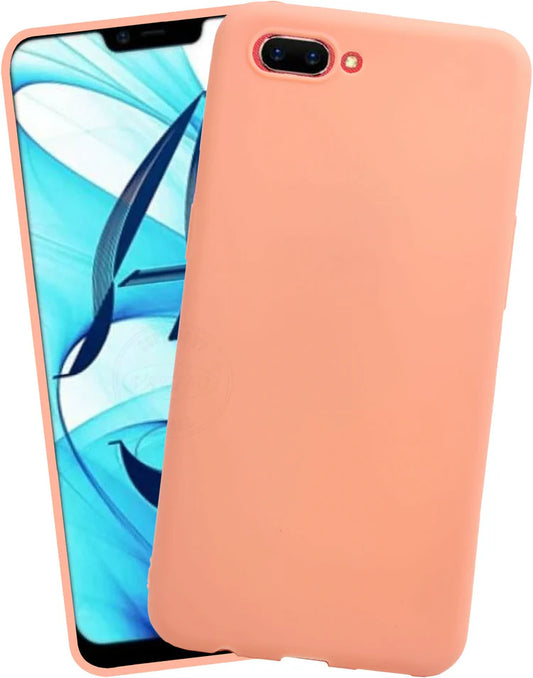 VAKIBO 1.2 MM Thick Peach Coloured Soft TPU Rubber Back Cover Case With Camera Protection Ring Suitable for Realme 2 Pro
