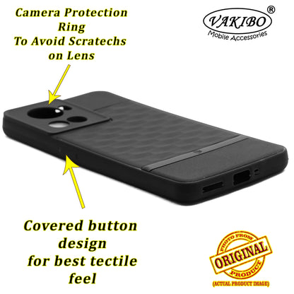 VAKIBO Parallax Design Black Coloured Soft TPU Rubber Back Cover Case With Camera Protection Ring Suitable for OnePlus 10R