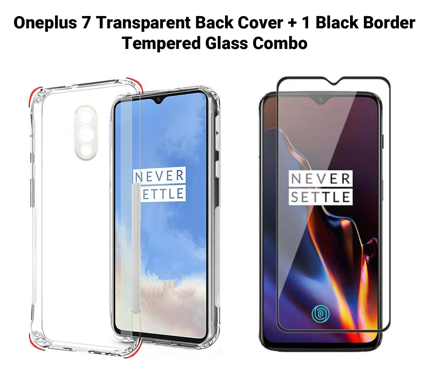 VAKIBO Super Premium Soft TPU Transparent Case With Dustplug,Side Grip,Corner Protection,lanyard Cuts,Camera Protection Suitable for Oneplus 7
