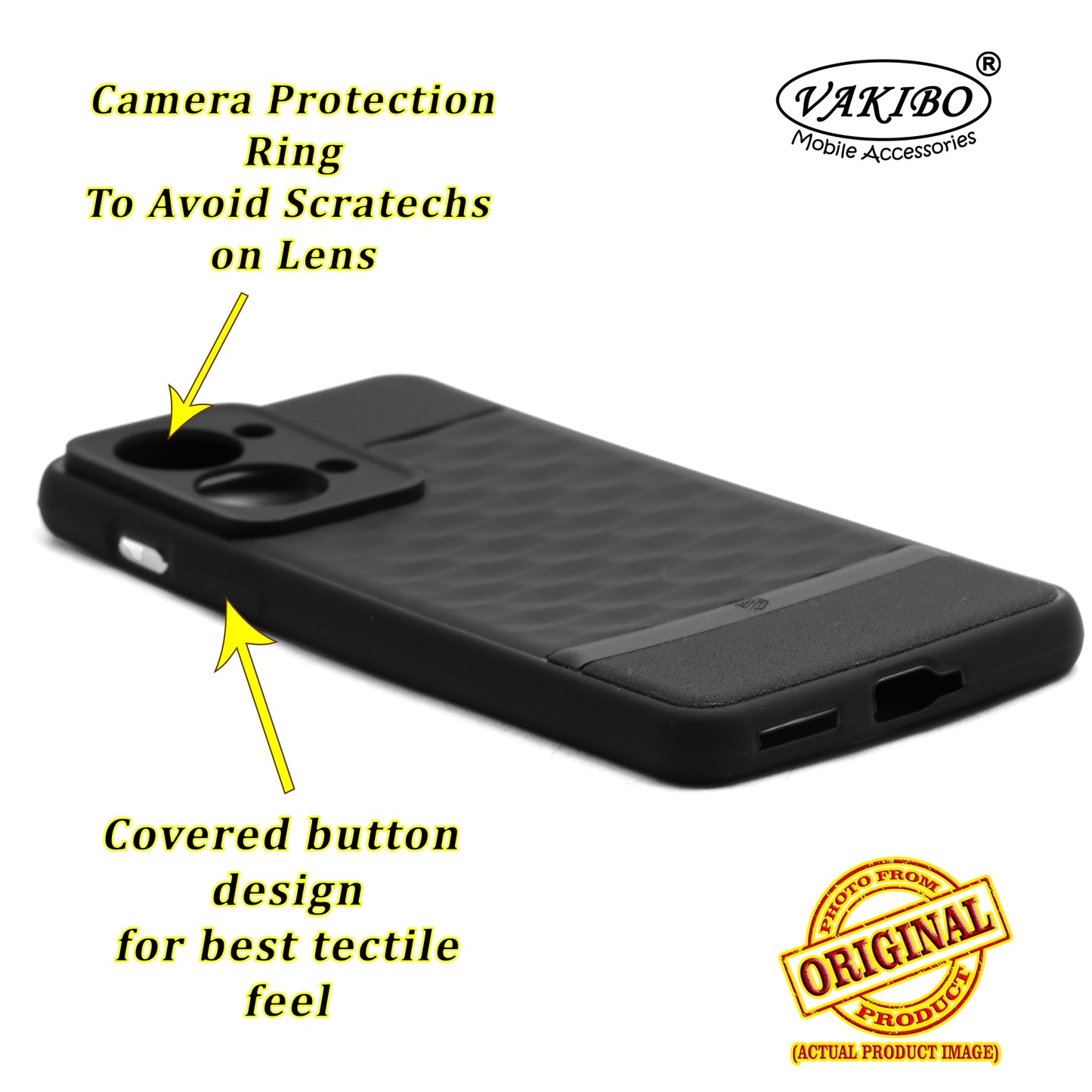 VAKIBO Parallax Design Black Coloured Soft TPU Rubber Back Cover Case With Camera Protection Ring Suitable for OnePlus Nord 2T