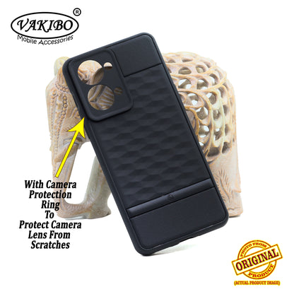 VAKIBO Parallax Design Black Coloured Soft TPU Rubber Back Cover Case With Camera Protection Ring Suitable for OnePlus Nord 2T