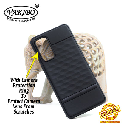 VAKIBO Parallax Design Black Coloured Soft TPU Rubber Back Cover Case With Camera Protection Ring Suitable for OnePlus Nord 2