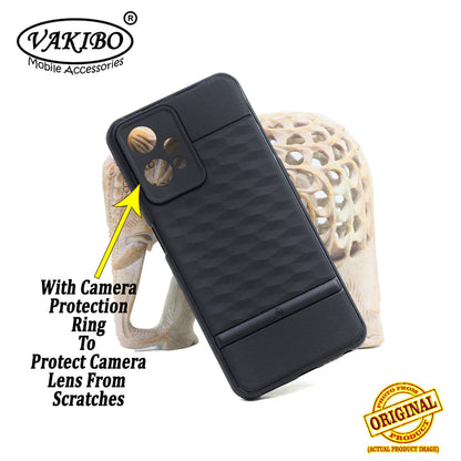 VAKIBO Parallax Design Black Coloured Soft TPU Rubber Back Cover Case With Camera Protection Ring Suitable for Realme 9 Pro