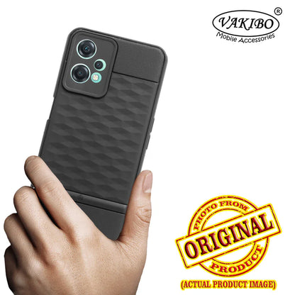 VAKIBO Parallax Design Black Coloured Soft TPU Rubber Back Cover Case With Camera Protection Ring Suitable for Realme 9 Pro