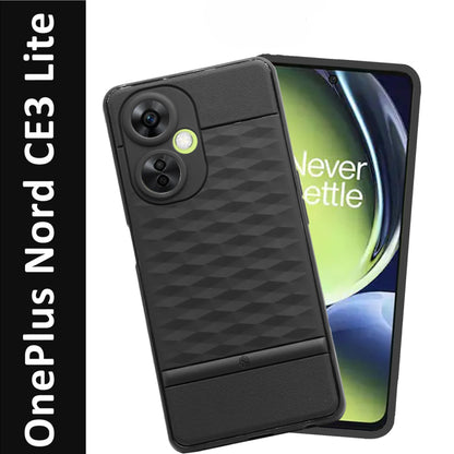 VAKIBO Parallax Design Black Coloured Soft TPU Rubber Back Cover Case With Camera Protection Ring Suitable for OnePlus Nord CE3 Lite